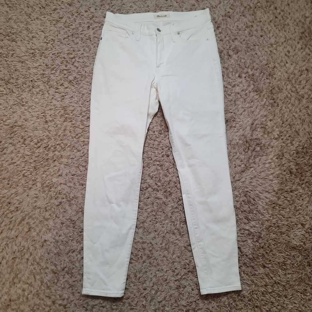 Madewell Skinny Jeans Women 29 White 9 Inch High Rise Stretch Denim Pants - Picture 2 of 12